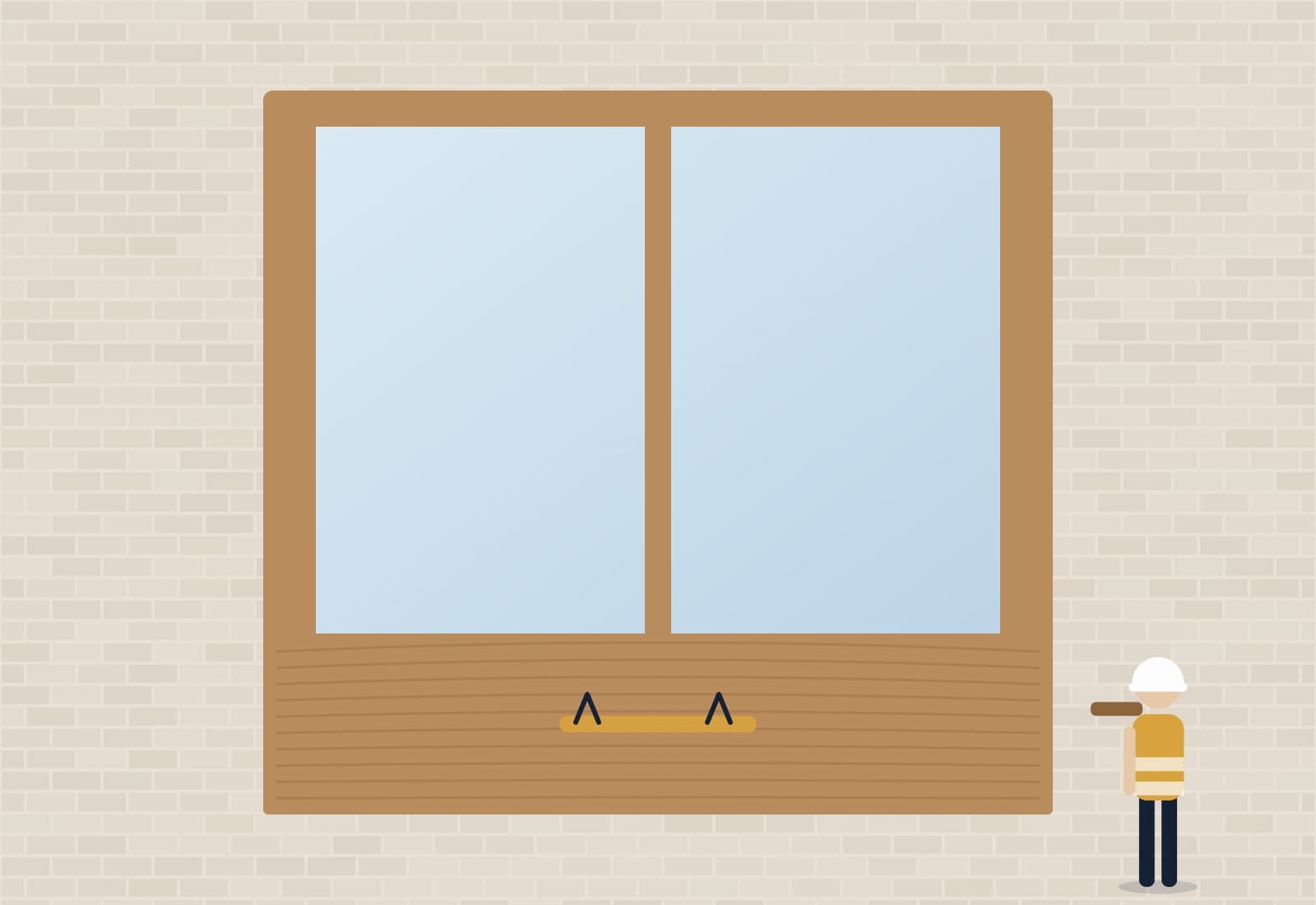 Illustratie van een hersteld houten kozijn